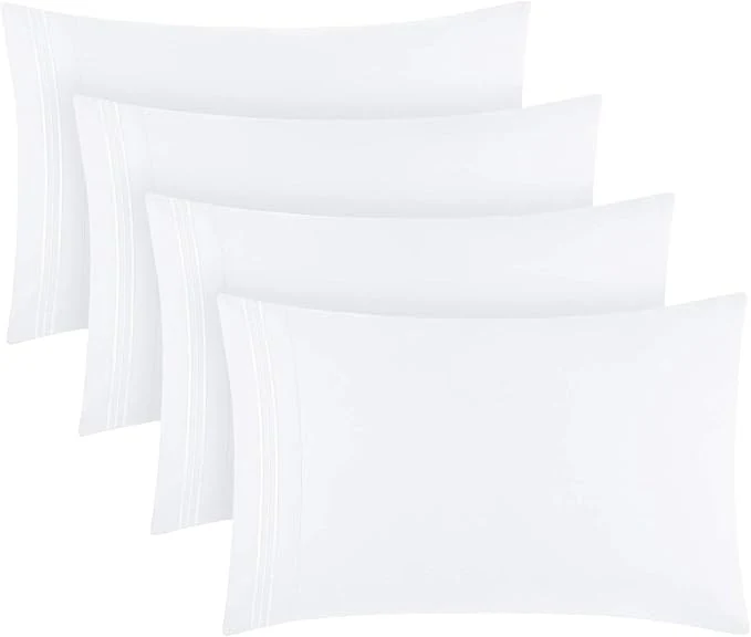 Long-Lasting Mellanni Pillow Cases Set – 4 PC Iconic Collection Pillowcases – Hotel Luxury Extra Soft Cooling Pillow Covers – Wrinkle Fade Stain Resistant Standard Queen 20 quot x 30 quot White Practical