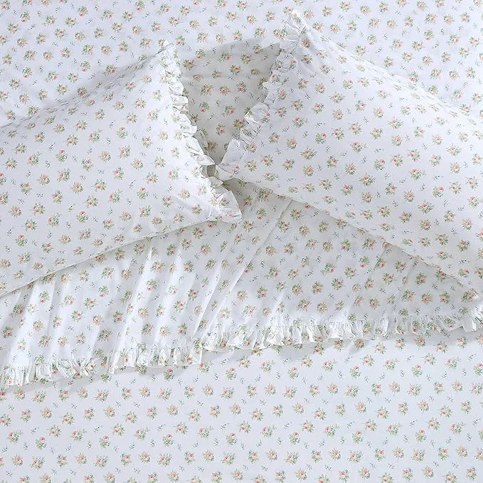 High-Quality Laura Ashley – Standard Pillowcase Set Breathable Percale Cotton Bedding Floral Home Decor Roseford Orange 2 Piece Exclusive