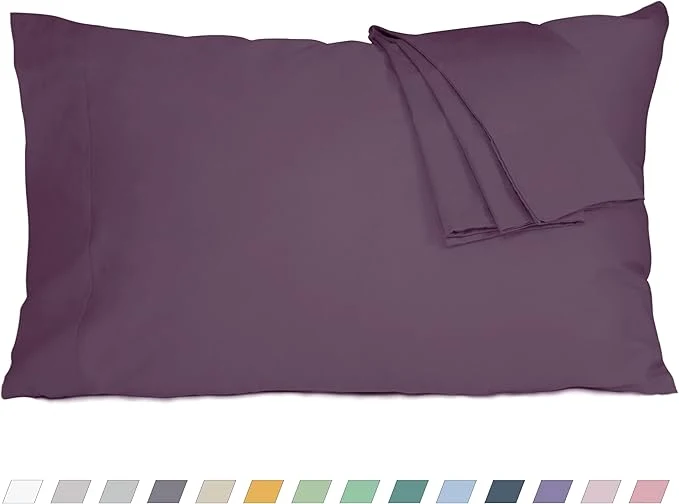 Reusable Pillow Cases Standard Queen Size Cotton Percale Weave Pillowcases Pre-Shrunk Breathable and Hypoallergenic Pillowcases Set of 2 2 Piece Standard Queen 20 Inch x 30 Inch Dark Purple Trendy