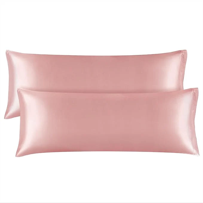 Fine BEDELITE Satin Body Pillow Cover 2 Pack Super Soft and Cooling Body Pillow Pillowcase for Hair and Skin Breathable Silky Full Long Pillowcase Cover 20 quot x54 quot Rose Pink Top-Quality