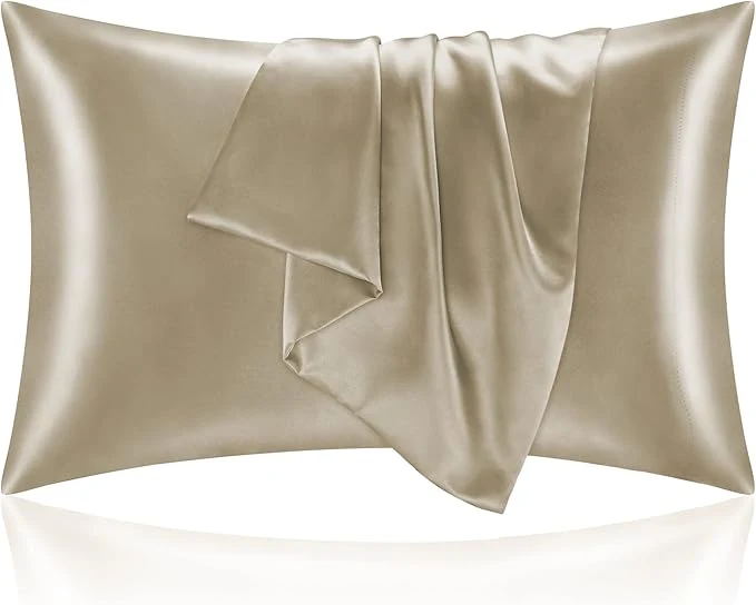 Casual BEDELITE Satin Pillowcase for Hair and Skin Super Soft and Cooling Similar to Silk Pillow Cases 2 Pack with Envelope Closure Gift for Women Men 20 quot x26 quot Standard Size Taupe Lightweight