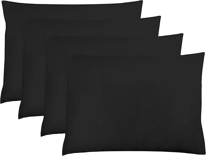 Verified ZPECC Black Pillow Cases King Size Set of 4 20×36 Envelope Closure Pillowcases Soft Plain Brushed Microfiber Covers Hypoallergenic Breathable Effective