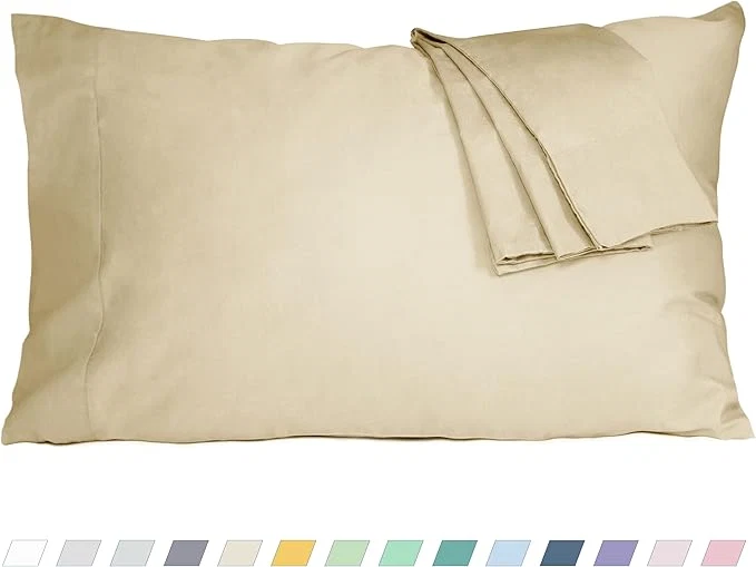 Advanced Pillow Cases Standard Queen Size Cotton Percale Weave Pillowcases Pre-Shrunk Breathable and Hypoallergenic Pillowcases Set of 2 2 Piece Standard Queen 20 Inch x 30 Inch Light Brown Innovative