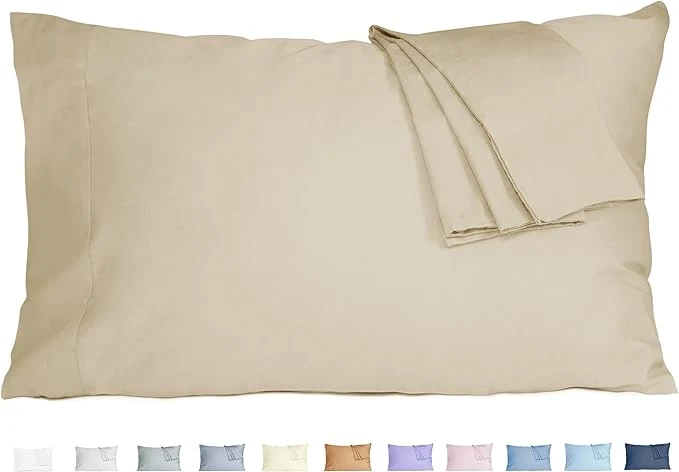 Specialty Pillow Cases King Size Cotton Percale Weave Pillowcases Pre-Shrunk Breathable and Hypoallergenic Pillowcases Set of 2 2 Piece King 20 Inch x 40 Inch Sandshell Clean