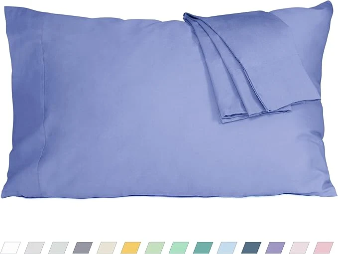 Sophisticated Pillow Cases Standard Queen Size Cotton Percale Weave Pillowcases Pre-Shrunk Breathable and Hypoallergenic Pillowcases Set of 2 2 Piece Standard Queen 20 Inch x 30 Inch Purplish Blue Artisan