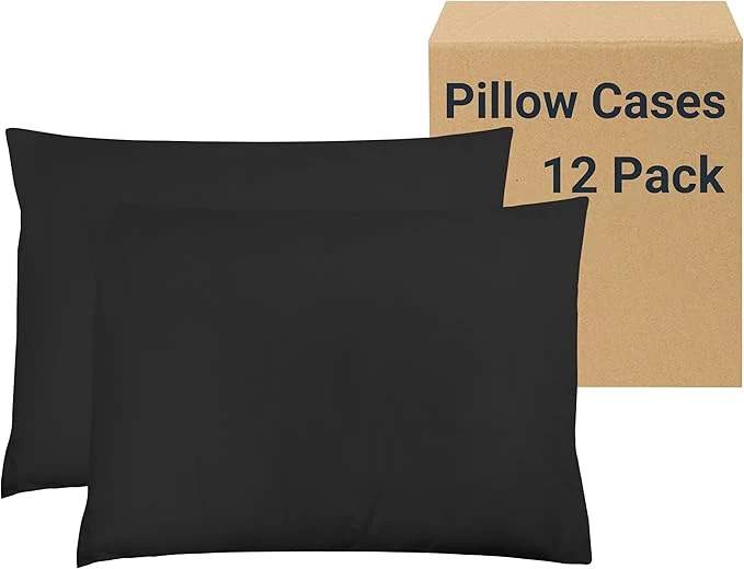 Eco-Friendly ZPECC Pillow Cases King Size Set of 12 20×36 Envelope Closure Pillowcases Soft Plain Brushed Microfiber Covers Hypoallergenic Breathable Black Quality