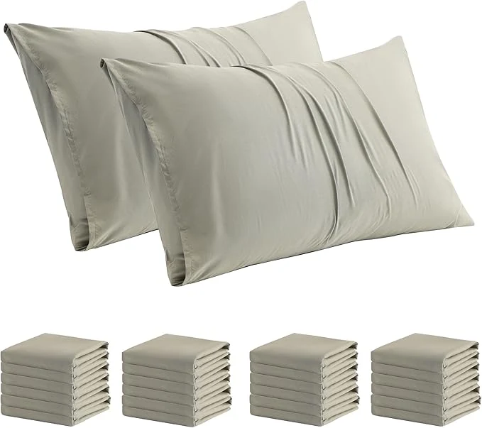 Next-Generation ZPECC Pillow Cases Bulk 24 Pack – Standard Pillowcases with Envelope Closure Soft Brushed Microfiber Pillow Cover for Hotel Airb amp bs Hospital Bedding Essential Off-White Efficient