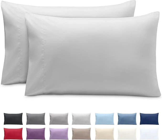 Exclusive Bare Home Microfiber Pillow Cases – Standard Size Set of 2 – Cooling Pillowcases – Double Brushed – Easy Care – Envelope Closure Standard Pillowcase Set of 2 Cloud Grey Modern