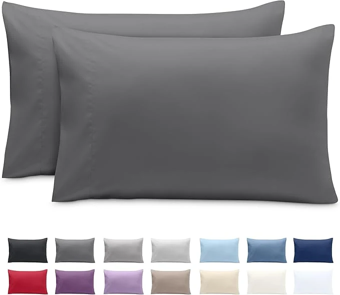Verified Bare Home Microfiber Pillow Cases – King 20×40 – Cooling Pillowcases – Double Brushed – Easy Care – Envelope Closure King Pillowcase Set of 2 Grey Fashionable
