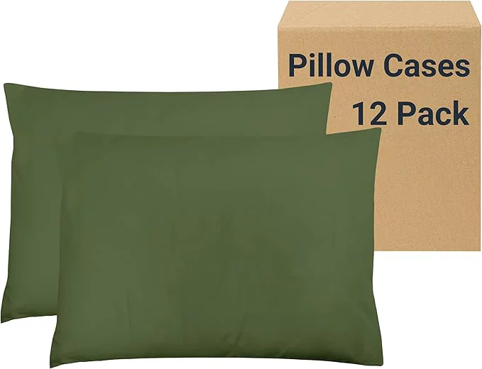 Modern ZPECC Pillow Cases Standard Size Set of 12 20×26 Envelope Closure Pillowcases Soft Plain Brushed Microfiber Covers Hypoallergenic Breathable Olive Green Original