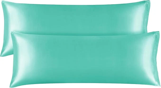 High-Quality BEDELITE Satin Body Pillow Cover 2 Pack Super Soft and Cooling Body Pillow Pillowcase for Hair and Skin Breathable Silky Full Long Pillowcase Cover 20 quot x54 quot Turquoise Exclusive