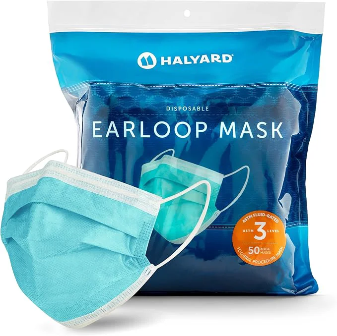 Trusted HALYARD FLUIDSHIELD level 3 Disposable Procedure Mask w SO SOFT Lining Earloops Premium Material