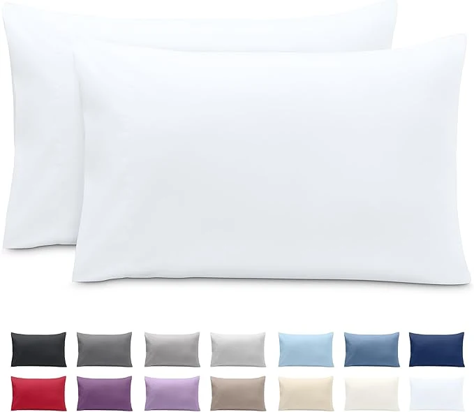 Trendy Bare Home Microfiber Pillow Cases – Queen Size Set of 2 – Cooling Pillowcases – Double Brushed – Easy Care – Envelope Closure Queen Pillowcase Set of 2 White Genuine