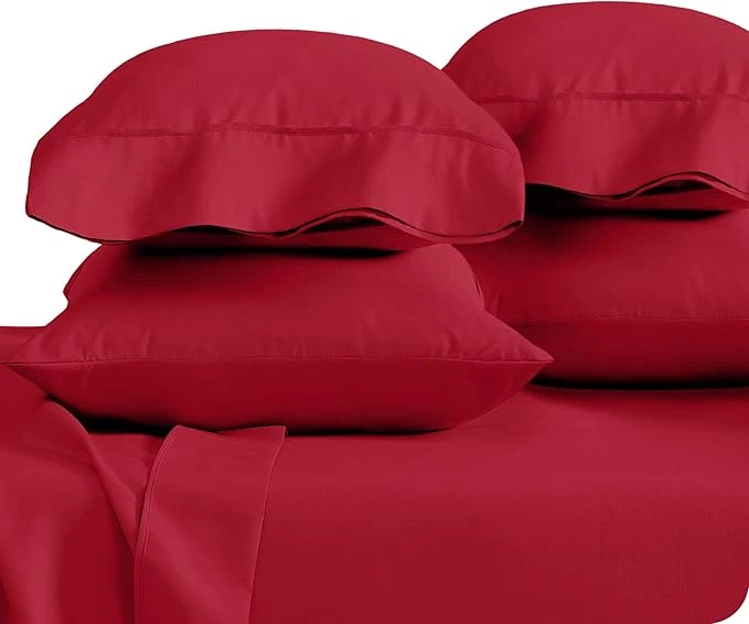 Premium Bare Home Microfiber Bulk Pillow Cases – Standard Queen Size Set of 4 – Cooling Pillowcases – Double Brushed – Red Pillowcases 4 Pack – Easy Care Standard – 4 Pack Red Versatile