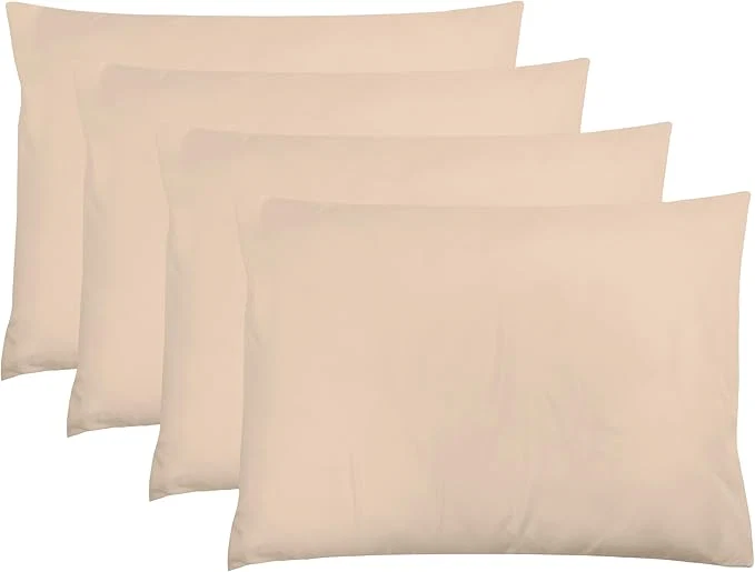 Flexible ZPECC Pillow Cases Standard Size Set of 4 20×26 Envelope Closure Pillowcases Soft Plain Brushed Microfiber Covers Hypoallergenic Breathable Beige Stylish