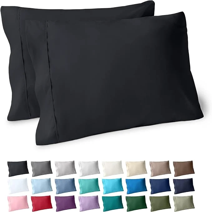 Carefully Designed Bare Home Premium 1800 Ultra-Soft Microfiber Pillowcase Set – Double Brushed – Hypoallergenic – Wrinkle Resistant King Pillowcase Set of 2 Black Recyclable