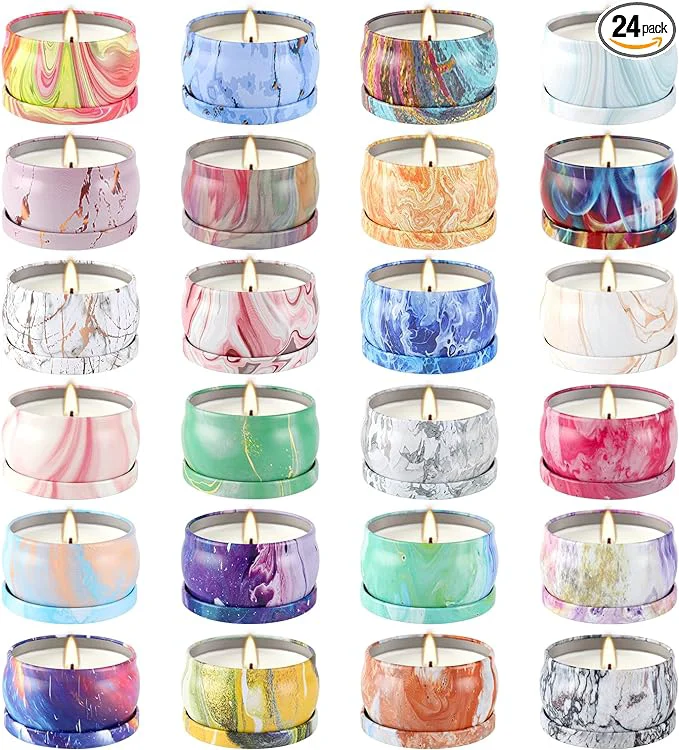 High-Performance WPONSZU Scented Candles Gifts Set 24 Pack Soy Wax Travel Tin Jar Candles Elite