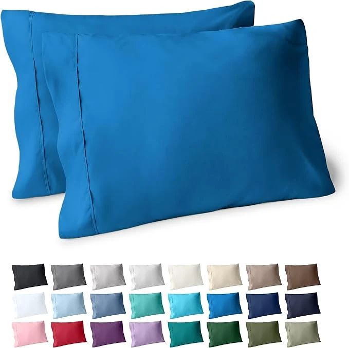Fine Bare Home Microfiber Pillow Cases – Standard Queen Size Set of 2 – Cooling Pillowcases – Double Brushed – Medium Blue Pillowcases 2 Pack – Easy Care Standard Pillowcase Set of 2 Medium Blue Excellent