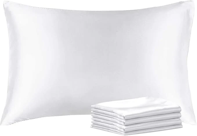 Clean BEDELITE Satin Pillowcase with Zipper 4 Pack White Pillow Cases Standard Size Super Soft and Cooling Similar to Silk Pillow Cases Gift for Women Men 20×26 Inches Stylish