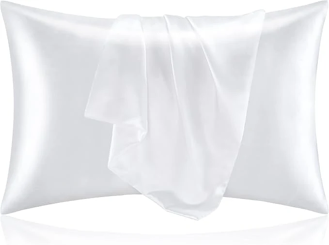 Professional BEDELITE Satin Pillowcase for Hair and Skin Super Soft and Cooling Similar to Silk Pillow Cases 2 Pack with Envelope Closure Gift for Women Men 20 quot x26 quot Standard Size White Responsible