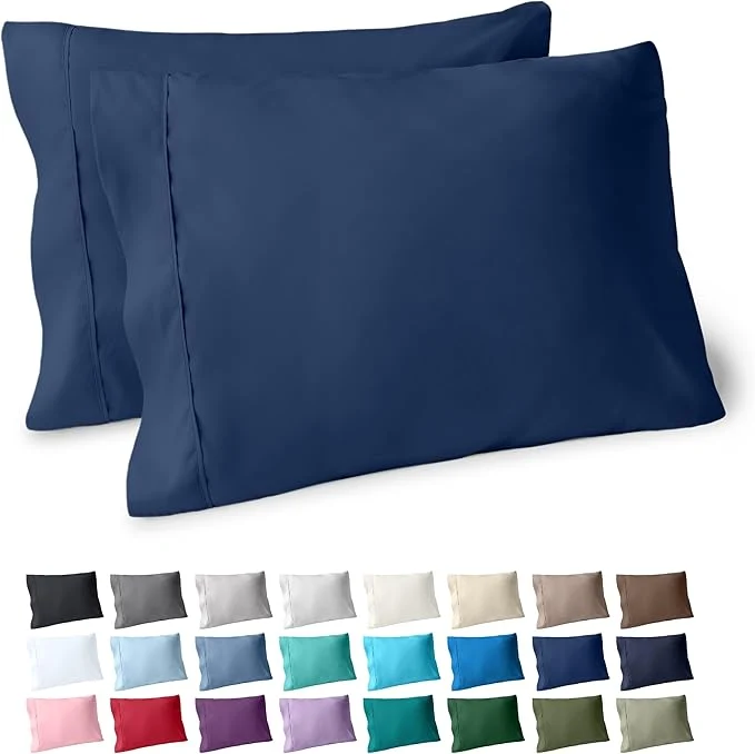 Reliable Bare Home Microfiber Pillow Cases – Standard Queen Size Set of 2 – Cooling Pillowcases – Double Brushed – Dark Blue Pillowcases 2 Pack – Easy Care Standard Pillowcase Set of 2 Dark Blue Casual