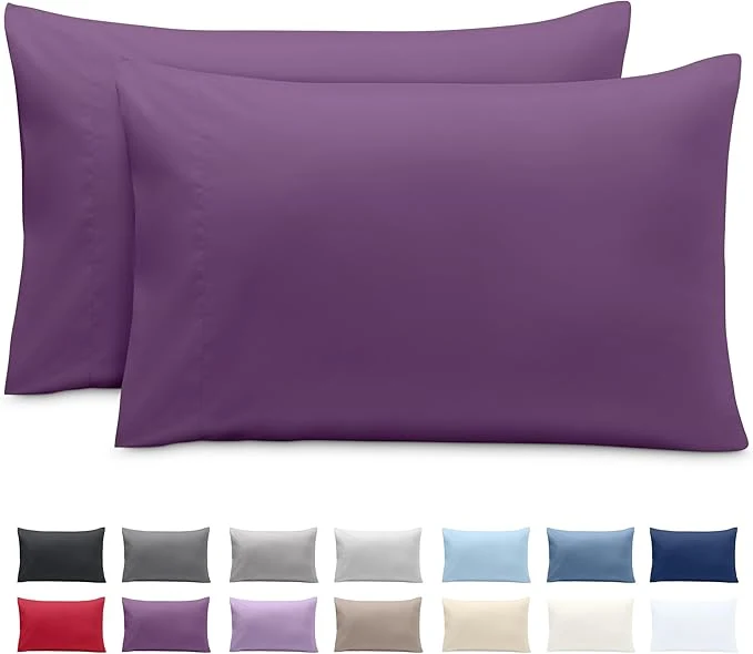 Sophisticated Bare Home Microfiber Pillow Cases – Queen Size Set of 2 – Cooling Pillowcases – Double Brushed – Easy Care – Envelope Closure Queen Pillowcase Set of 2 Plum Premium Material