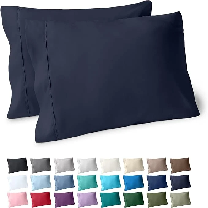 World-Class Bare Home Premium 1800 Ultra-Soft Microfiber Pillowcase Set – Double Brushed – Hypoallergenic – Wrinkle Resistant King Pillowcase Set of 2 Midnight Blue Fine
