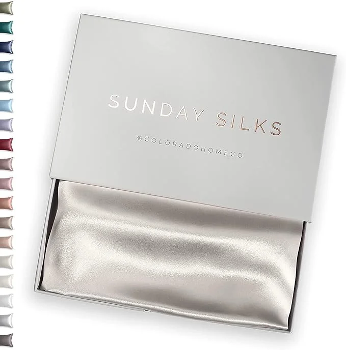 Authentic SUNDAYSILKS™ Mulberry Silk Pillowcase Silk Pillow Cases for Hair amp Skin Superior to Satin Pillowcase with Zipper Standard Queen King Sizes Anti-Wrinkle Cooling Non-Slip Silk Pillowcases Solid