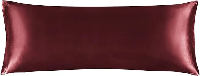 Exclusive BEDELITE Satin Body Pillow Cover Super Soft and Cooling Body Pillow Pillowcase for Hair and Skin Breathable Silky Full Long Pillowcase Cover 20 quot x54 quot Burgundy Clean