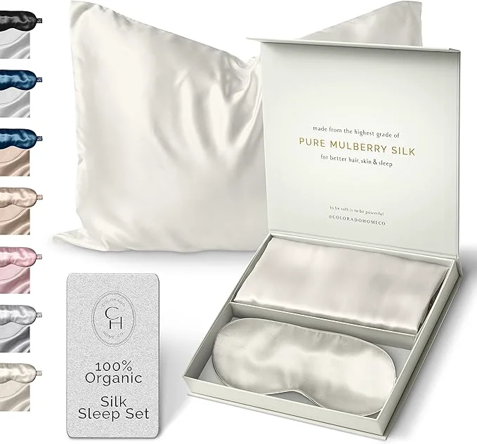 Lightweight Colorado Home Co – King Size Silk Sleep Mask and Pillowcase Set Off White Mulberry Silk 2 Pack High-Quality