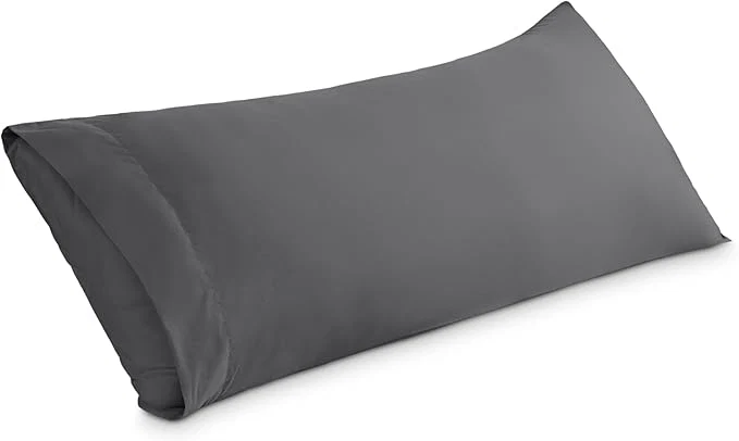 Secure Bare Home Microfiber Body Pillow Cover – Ultra Soft amp Cooling – Double Brushed – Envelope Closure – Easy Care 20 39 39 x54 39 39 Body Pillow Cover Grey Stylish