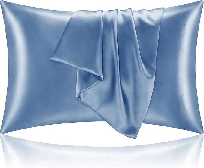 Elegant BEDELITE Satin Pillowcase for Hair and Skin Super Soft and Cooling Similar to Silk Pillow Cases 2 Pack with Envelope Closure Gift for Women Men 20 quot x26 quot Standard Size Airy Blue Specialty