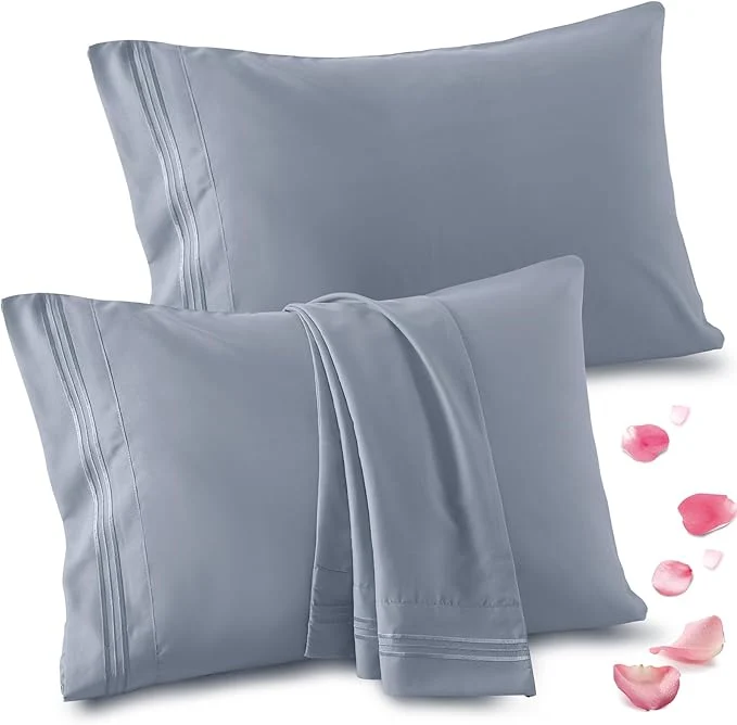 Original Vonty 2 Pack King Pillow Cases – 20×40 Inch 1800 Thread Count Microfiber Pillowcases King Size Grey Pillow Cases Luxury amp Soft Embroidered Bed Pillow Covers with Envelope Closure Smooth