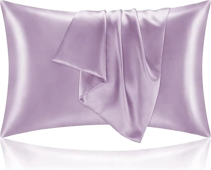 Stylish BEDELITE Satin Pillowcase for Hair and Skin Super Soft and Cooling Similar to Silk Pillow Cases 2 Pack with Envelope Closure Gift for Women Men 20 quot x26 quot Standard Size Lavender Recyclable