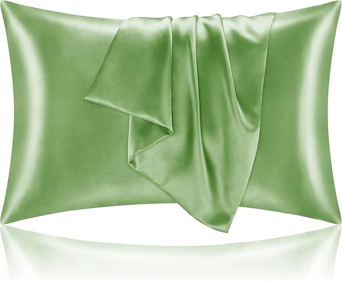 Relaxed BEDELITE Satin Pillowcase for Hair and Skin Super Soft and Cooling Similar to Silk Pillow Cases 2 Pack with Envelope Closure Gift for Women Men 20 quot x30 quot Queen Size Sage Green Genuine