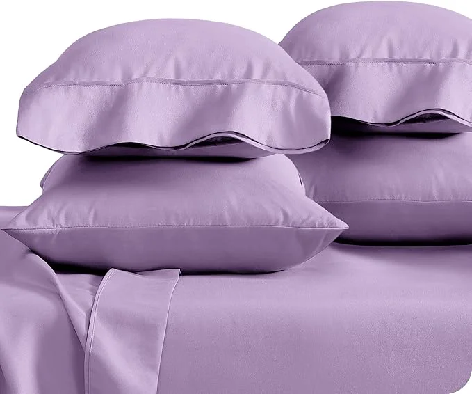 Innovative Bare Home Microfiber Bulk Pillow Cases – King Set of 4 – Cooling Pillowcases – Double Brushed – Lavender Pillowcases 4 Pack – Easy Care King – 4 Pack Lavender Minimalist