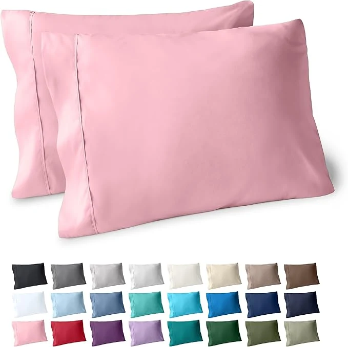 Fashionable Bare Home Microfiber Pillow Cases – Standard Queen Size Set of 2 – Cooling Pillowcases – Double Brushed – Light Pink Pillowcases 2 Pack – Easy Care Standard Pillowcase Set of 2 Light Pink Healthy