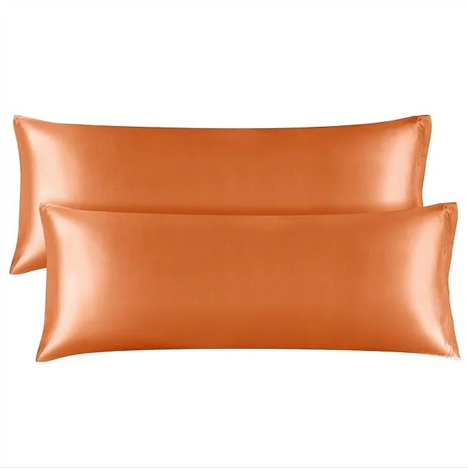 Advanced BEDELITE Satin Body Pillow Cover 2 Pack Super Soft and Cooling Body Pillow Pillowcase for Hair and Skin Breathable Silky Full Long Pillowcase Cover 20 quot x54 quot Burnt Orange Superior