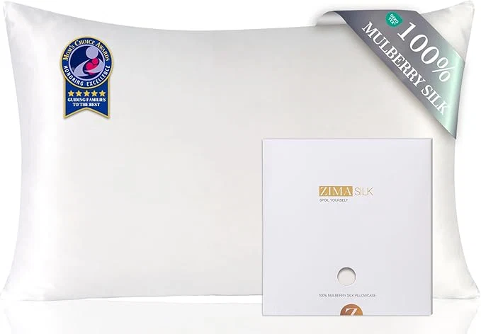 Sustainable ZIMASILK Pure Mulberry Silk Pillowcase for Hair and Skin Health Soft and Smooth Both Sides Premium Grade 6A Silk 600 Thread Count with Hidden Zipper 1pc King 20 39 39 x36 39 39 White