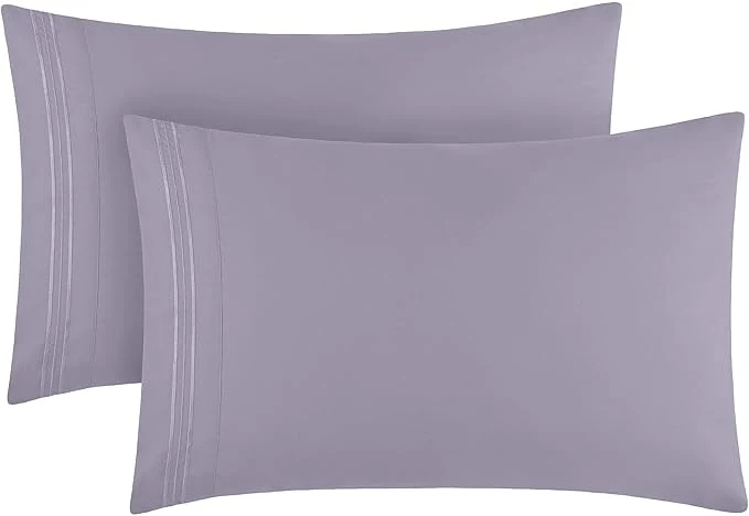 Exclusive Mellanni Pillow Cases – Luxury Extra Soft Cooling Pillow Covers – 2 PC Iconic Collection Pillowcases – Envelope Closure Standard Queen 20 quot x 30 quot Hazy Lilac Durable