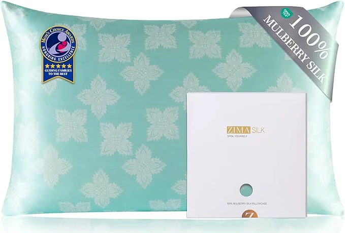 Contemporary ZIMASILK Pure Mulberry Silk Pillowcase for Hair and Skin Health Soft and Smooth Both Sides Premium Grade 6A Silk 600 Thread Count with Hidden Zipper 1pc Queen 20 quot x30 quot Mint Green Flexible
