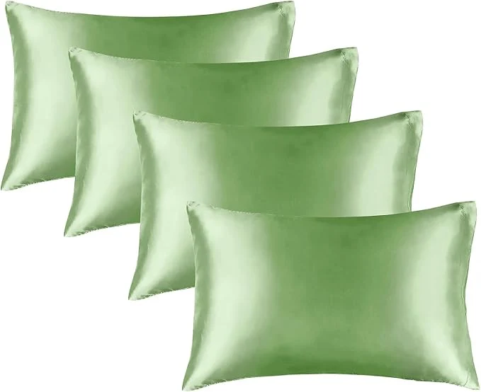 Functional BEDELITE Satin Pillowcase for Hair and Skin Super Soft Similar to Silk Pillow Cases 4 Pack with Envelope Closure Cooling Pillowcases for Women Men 20 quot x36 quot King Size Sage Green Carefully Designed