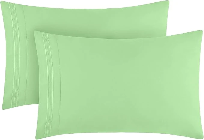 Flexible Mellanni Pillow Cases – Luxury Extra Soft Cooling Pillow Covers – 2 PC Iconic Collection Pillowcases – Envelope Closure Standard Queen 20 quot x 30 quot Pistachio Artisan