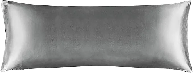 Exclusive BEDELITE Satin Body Pillow Cover Super Soft and Cooling Body Pillow Pillowcase for Hair and Skin Breathable Silky Full Long Pillowcase Cover 20 quot x54 quot Grey Premium