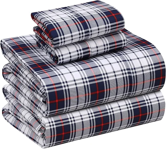 Reusable RUVANTI Cotton Sheets – King Size Percale Bedding Cooling amp Breathable Floral Design Durable with a Crisp Soft amp Comfortable Feel 16 quot Deep Pocket 4-Piece Set Prussian High-Performance