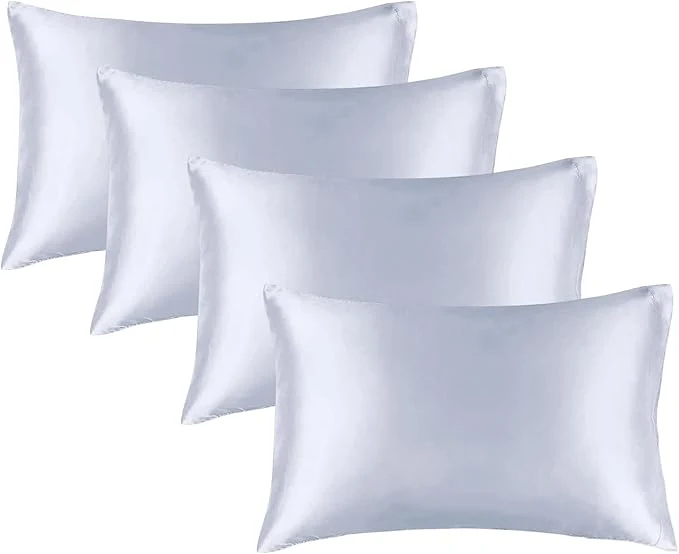 Genuine BEDELITE Satin Pillowcase for Hair and Skin Super Soft Similar to Silk Pillow Cases 4 Pack with Envelope Closure Cooling Pillowcases for Women Men 20 quot x26 quot Standard Size Evening Haze Exceptional