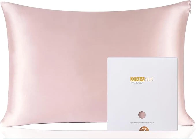 Clean ZIMASILK Pure Mulberry Silk Pillowcase for Hair and Skin Health Soft and Smooth Both Sides Premium Grade 6A Silk 600 Thread Count with Hidden Zipper 1pc Standard 20 39 39 x26 39 39 Pale Pink
