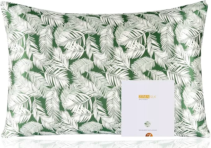 Sophisticated ZIMASILK Pure Mulberry Silk Pillowcase for Hair and Skin Health Both Sides 19 Momme Silk Floral Print 1pc King 20 39 39 x36 39 39 White Leaves User-Friendly
