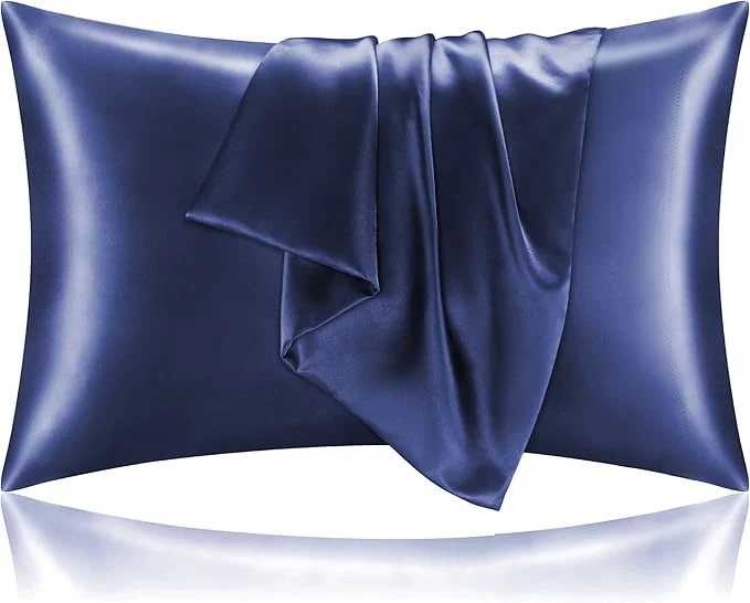 Genuine BEDELITE Satin Pillowcase for Hair and Skin Super Soft and Cooling Similar to Silk Pillow Cases 2 Pack with Envelope Closure Gift for Women Men 20 quot x30 quot Queen Size Navy Elegant