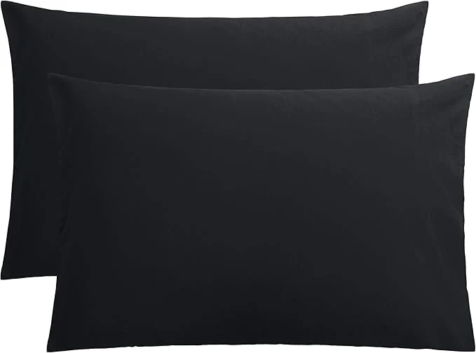 First-Class FLXXIE Pillow Cases Queen Soft Microfiber Pillow Covers with Envelope Closure Wrinkle Resistant Pillowcases 2 Piece Set 20×30 Black Expertly Made